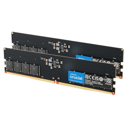 Crucial 16GB DDR5 RAM Kit (2x8GB), 4800MHz (PC5-38400) CL40 UDIMM